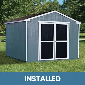 Professionally Installed Princeton 10 Ft. X 10 Ft. Outdoor Wood Storage Shed with Driftwood Grey Shingles (100 Sq. Ft.)