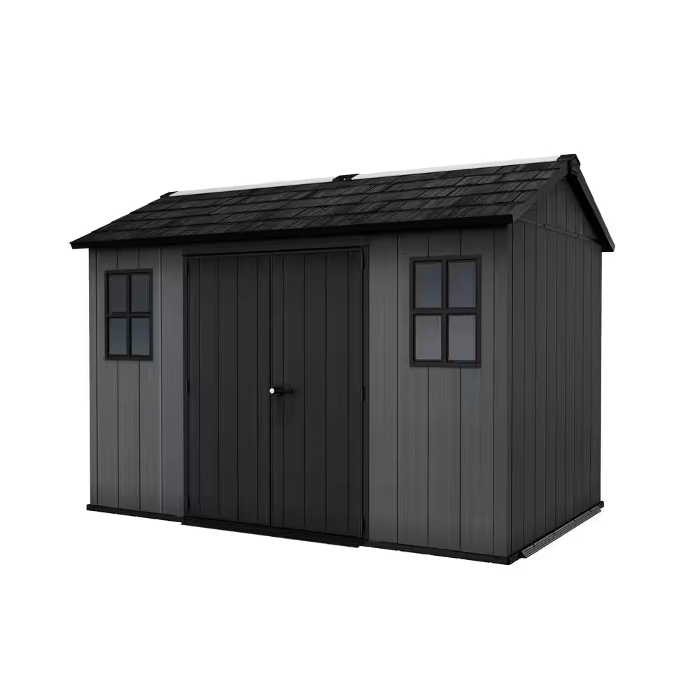 Newton 11 Ft. W X 7.5 Ft. D Durable Resin Plastic Storage Shed with Flooring Grey (82 Sq. Ft.)