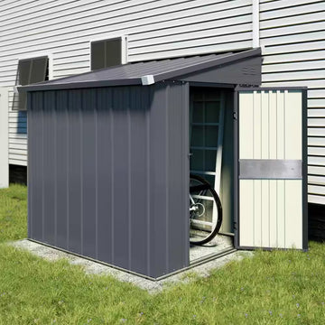 4 Ft. W X 8 Ft. D Metal Storage Lean-To Shed 33 Sq. Ft. in Gray