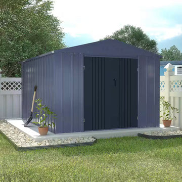 8 Ft. W X 10 Ft. D Outdoor Metal Storage Shed in Gray (80 Sq. Ft.)