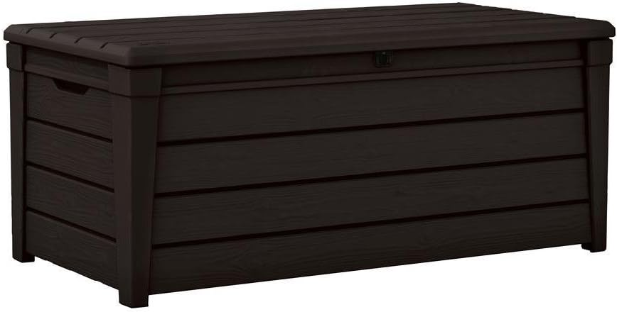 Keter Brightwood 454L Outdoor 60% recycled Garden Furniture Storage Box Brown  2 year Warranty