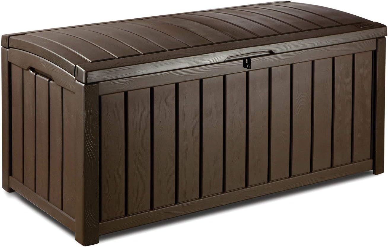 Keter Glenwood 390L Outdoor 60% recycled Garden Furniture Storage Box Brown |2 year Warranty