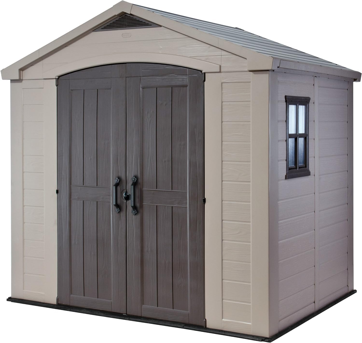 Keter Factor 8 x 6 ft Outdoor Storage Shed, Beige/Brown