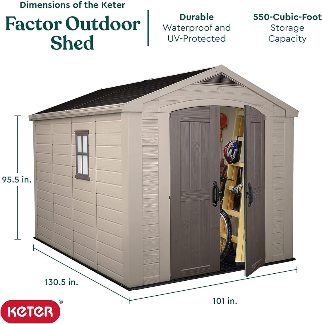 Keter Factor 8x11 Ft All-Weather Storage Shed with Shelves