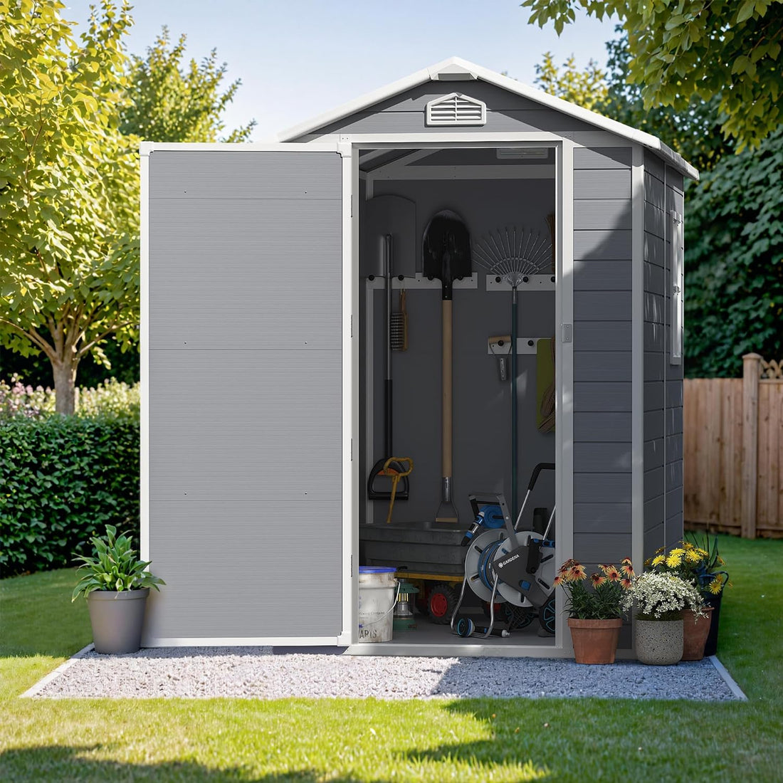 Greesum 6X4FT Resin Outdoor Storage Shed