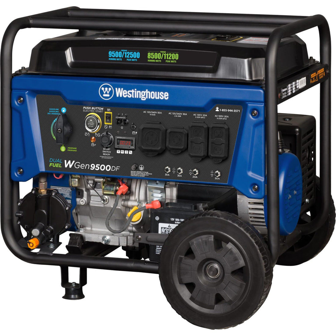 Westinghouse Outdoor Power Equipment 12500 Peak Watt Dual Fuel Home Backup Portable Generator