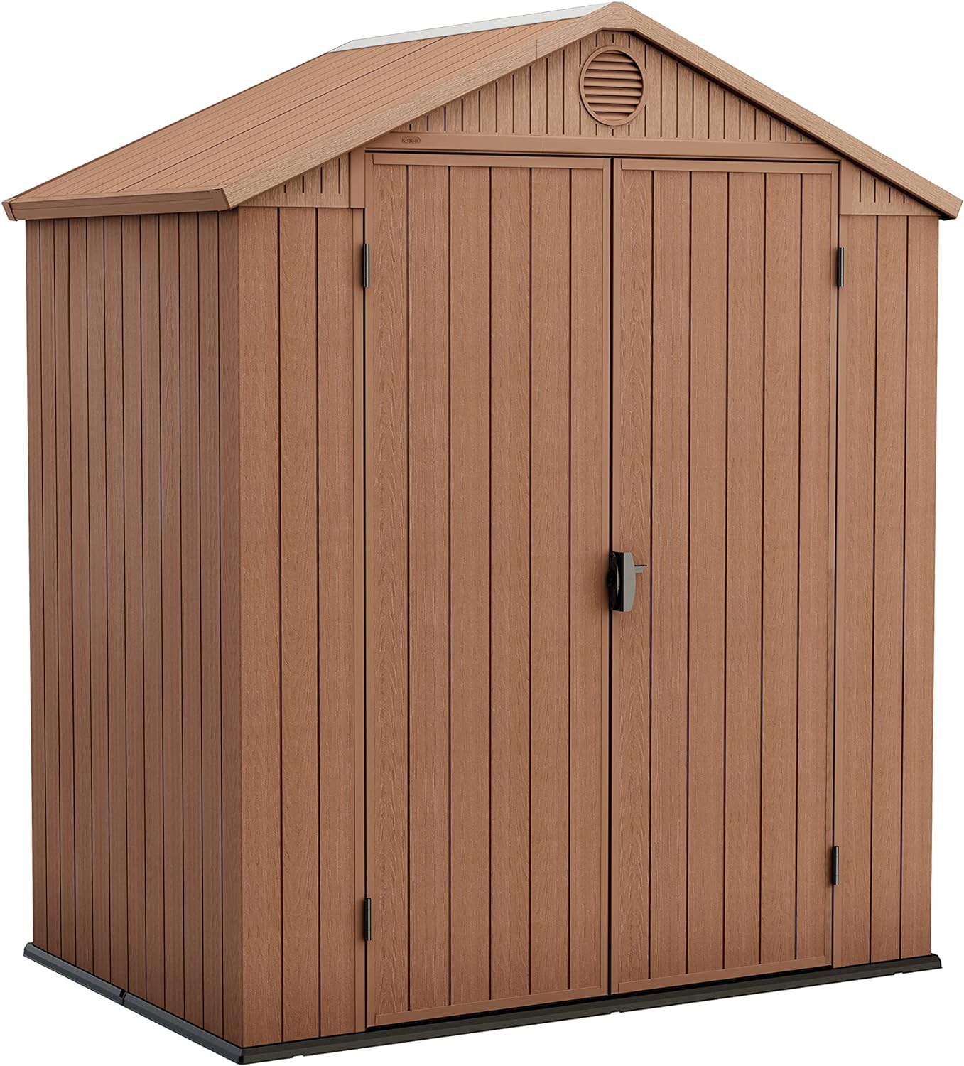 Keter Darwin Outdoor Apex Double Door Garden Storage Shed 6 X 4ft Brown Wood Look And Feel |15 Year Warranty