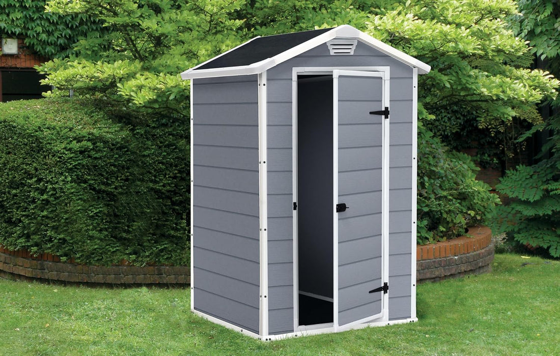 Keter Manor Outdoor Garden Storage Shed, Grey, 4 x 3 ft