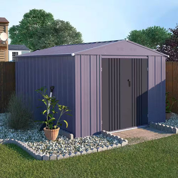 8 Ft. W X 10 Ft. D Metal Outdoor Storage Shed 80 Sq. Ft., Gray