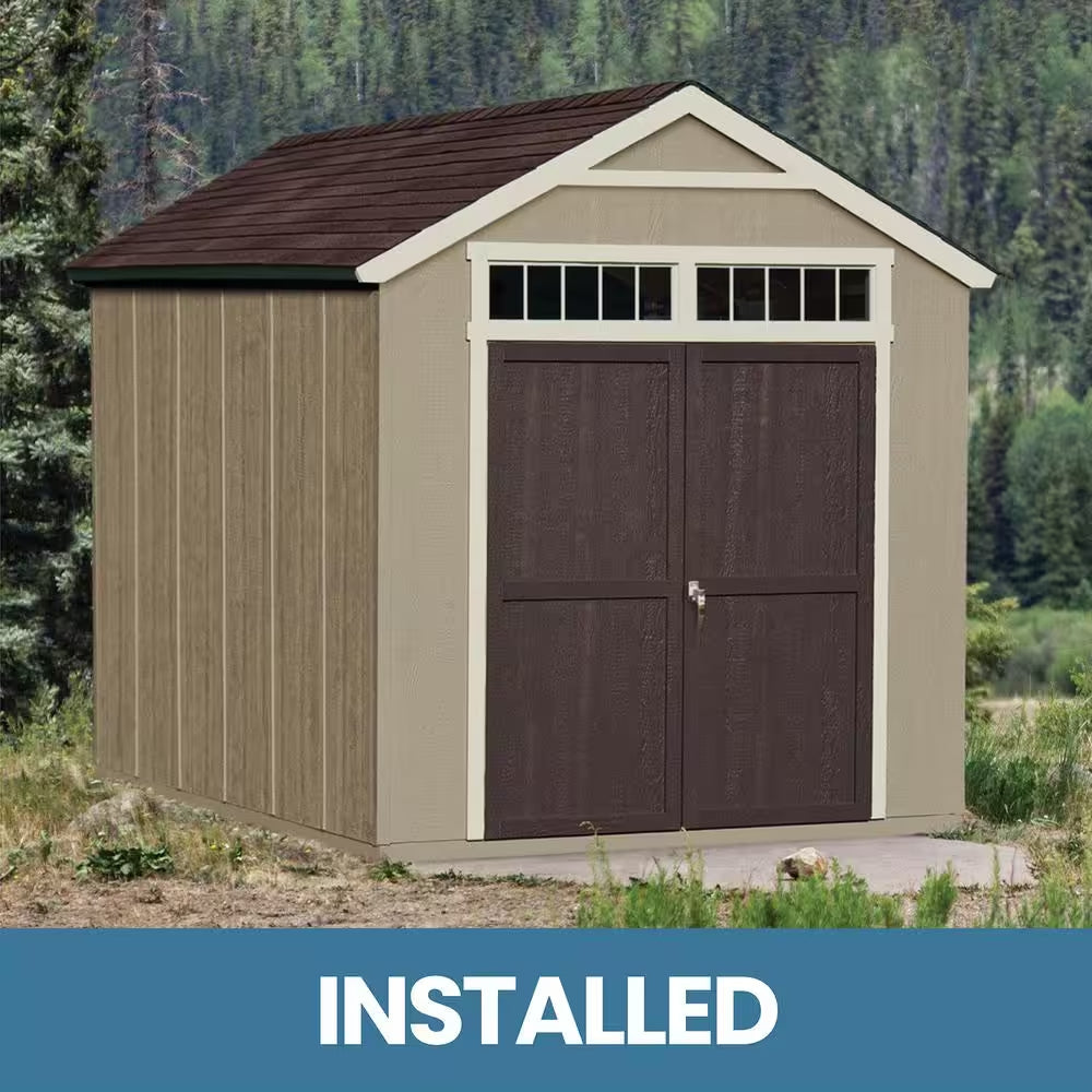 Professionally Installed Majestic Deluxe 8 Ft. X 12 Ft. Outdoor Wood Storage Shed with Black Onyx Shingles (96 Sq. Ft.)