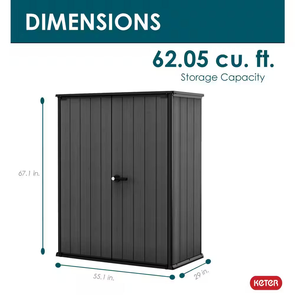 Cortina Alto 2.4 Ft. W X 4.5 Ft. D Durable Resin Plastic Storage Shed with Flooring Grey (10.8 Sq. Ft.)