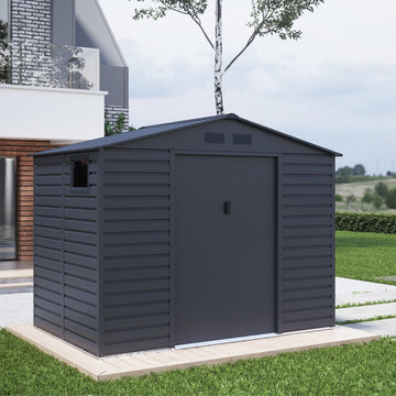 BillyOh Upton Apex Metal Shed – 9x6ft – Grey