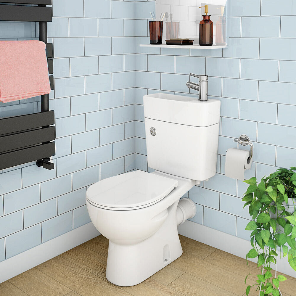 Modern 2 in 1 Compact Combo White Basin and Close Coupled Toilet