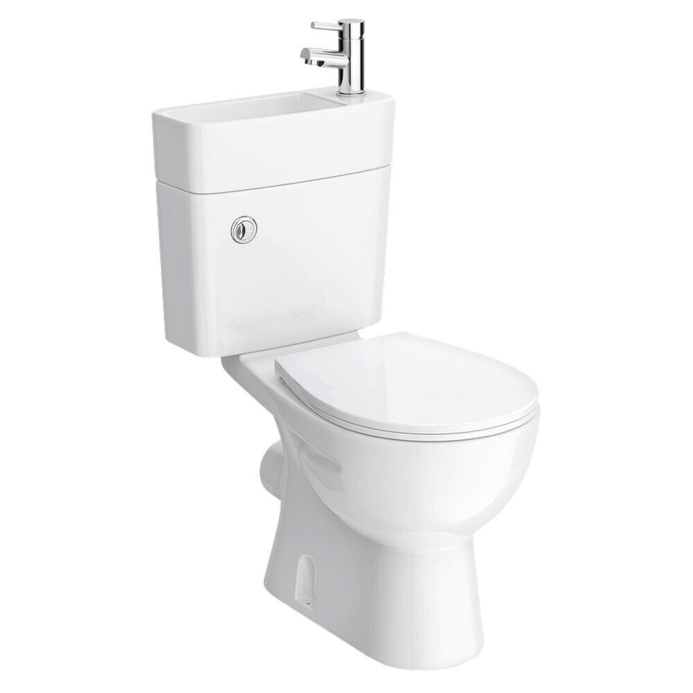 Modern 2 in 1 Compact Combo White Basin and Close Coupled Toilet