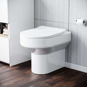 Nes Home Contemporary Rimless Back to Wall Toilet with Soft Close Seat White