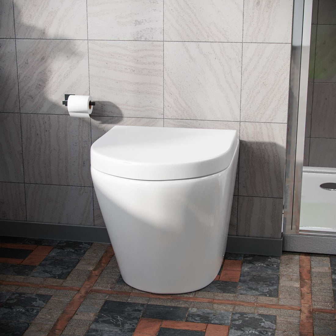 Modern Cloakroom BTW WC Curved Rimless Toilet Pan and Soft Close Seat | Eddy