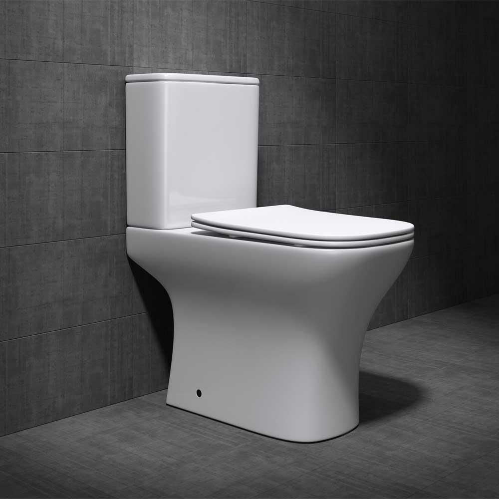 Durovin Toilet Pan and Cistern Ceramic Close Coupled Rimless & Soft Close Seat