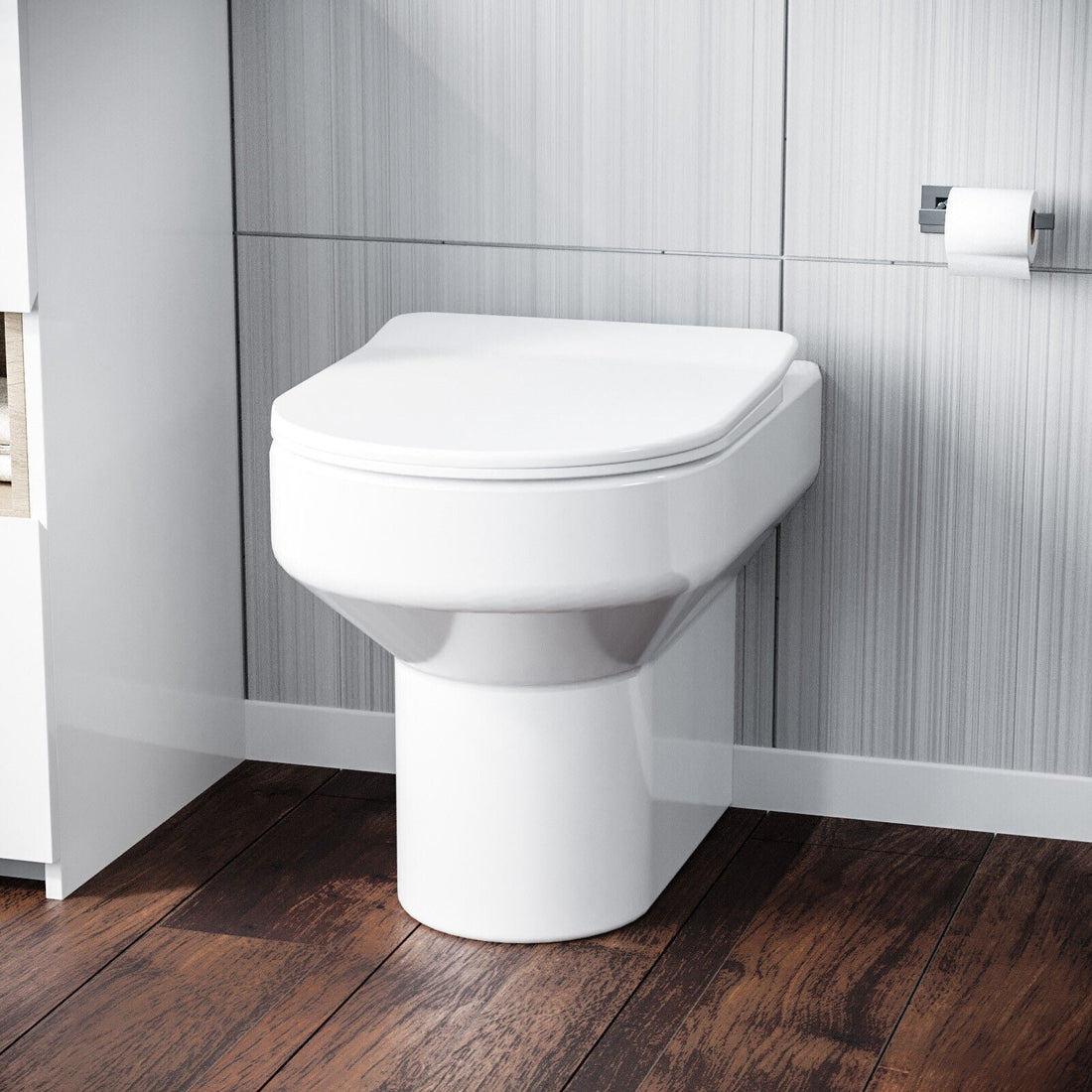 Nes Home Contemporary Rimless Back to Wall Toilet with Soft Close Seat White