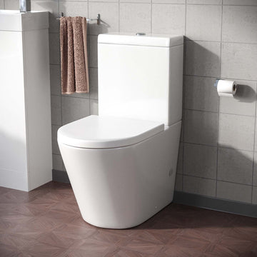 Rimless Close Coupled WC Toilet Pan Cistern and Soft Close Seat Bathroom | Magus