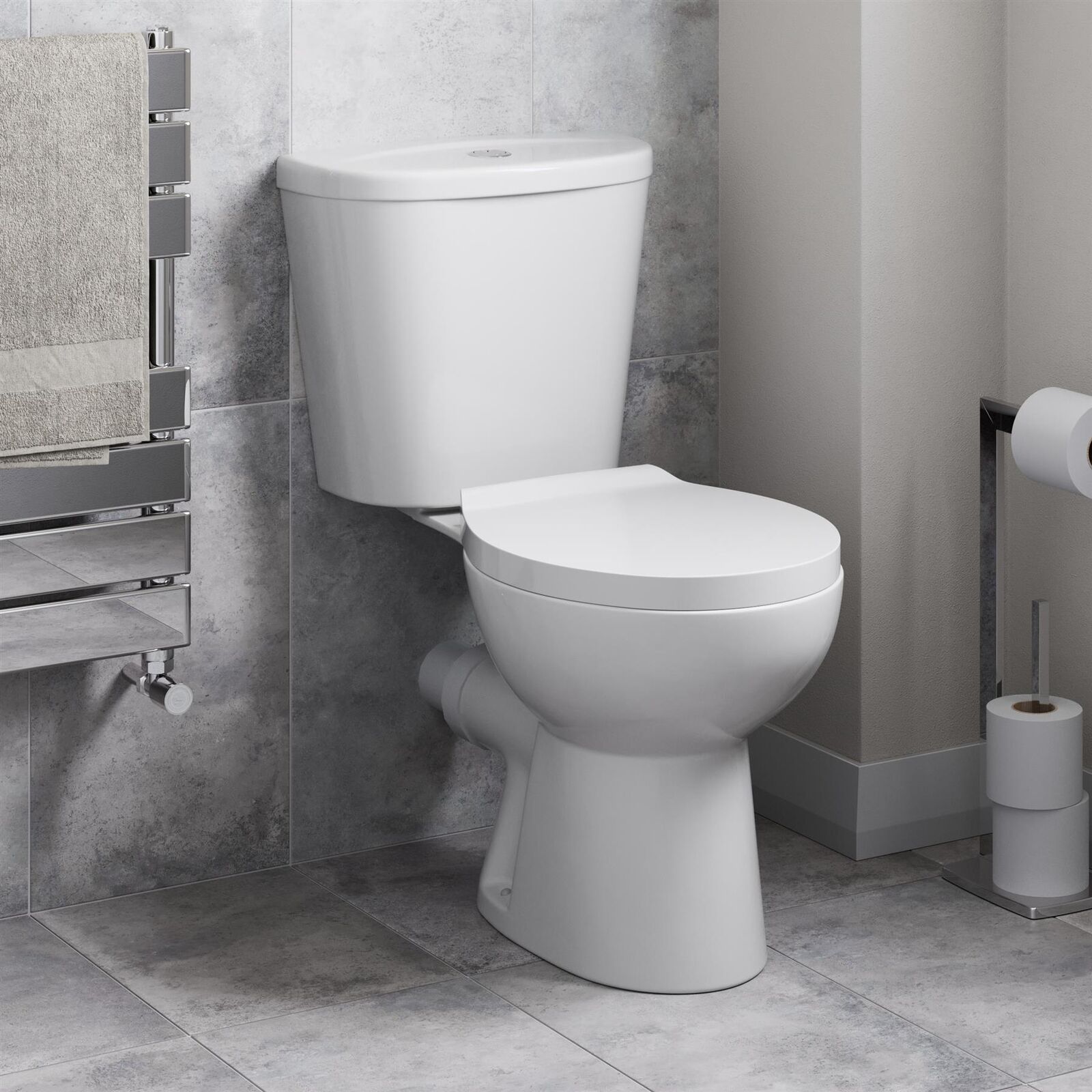 Close Coupled Toilet Ceramic Toilet WC Bathroom Pan Cistern & Soft Close Seat