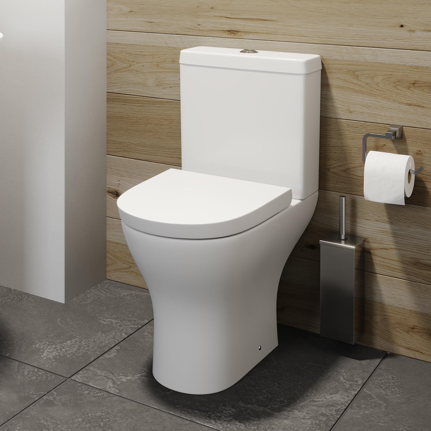 Modern Toilet Close Coupled WC Short Projection Soft Close Seat Bathroom White