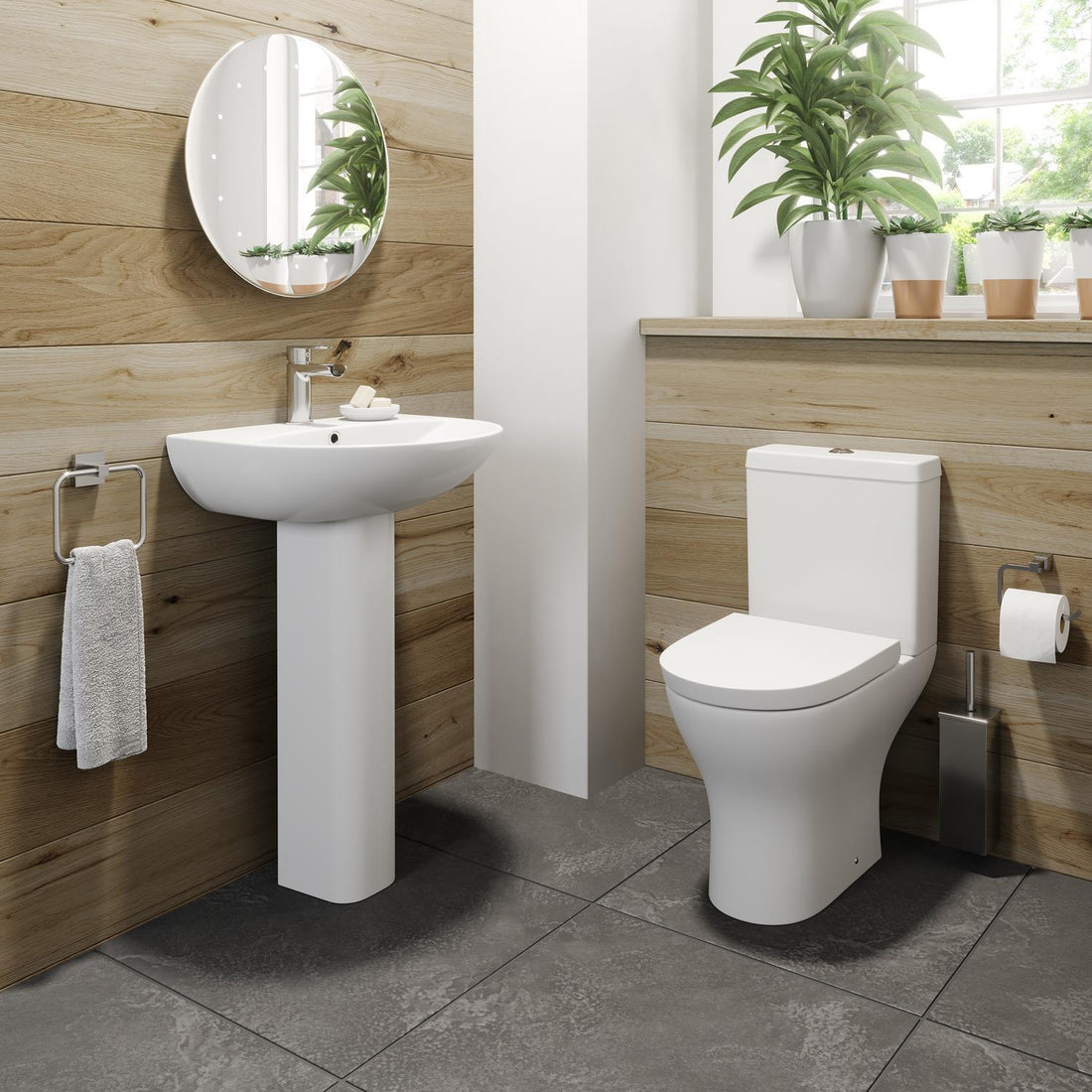 Modern Toilet Close Coupled WC Short Projection Soft Close Seat Bathroom White