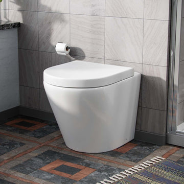 Modern Cloakroom BTW WC Curved Rimless Toilet Pan and Soft Close Seat | Eddy