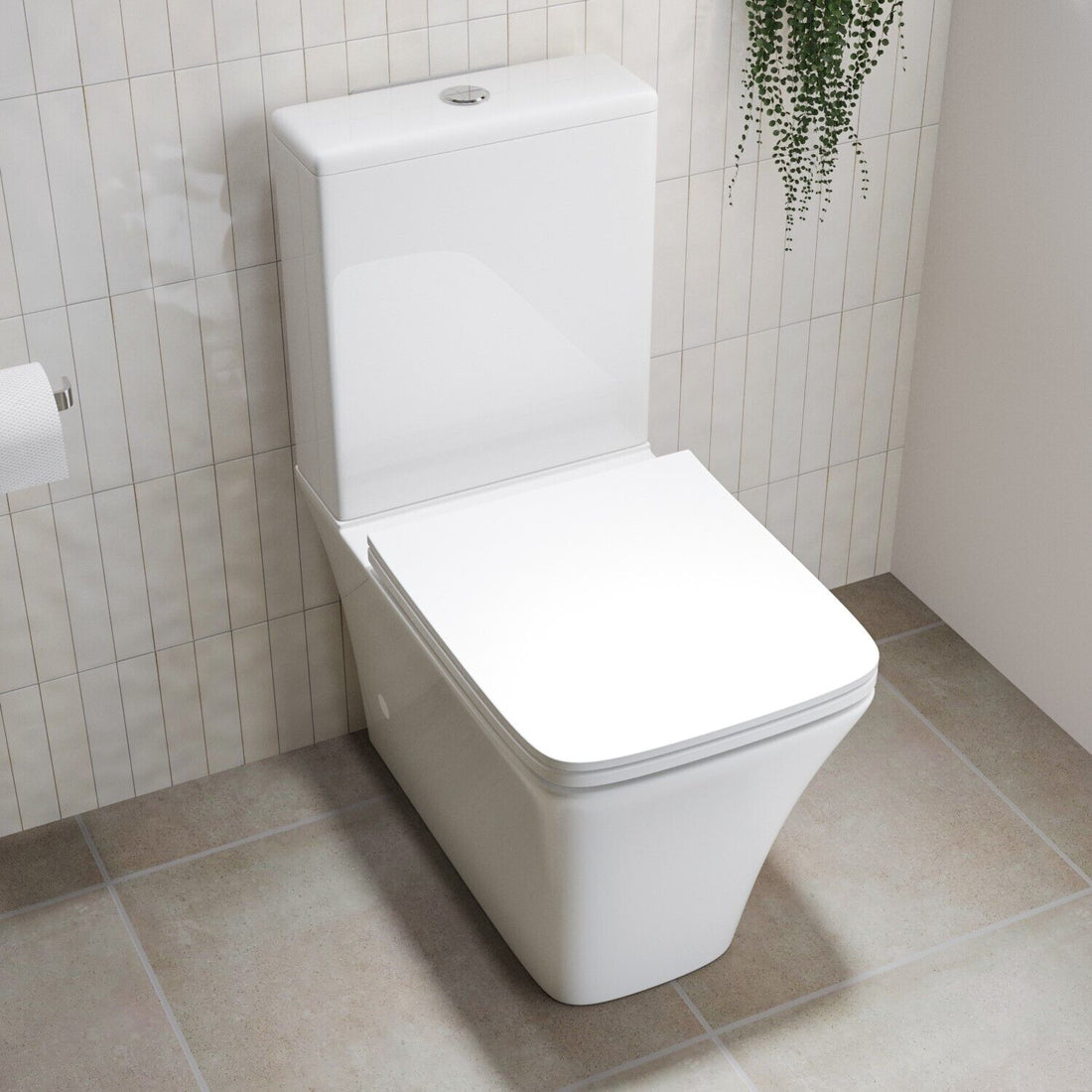 Close Coupled Rimless Toilet with Soft Close Seat